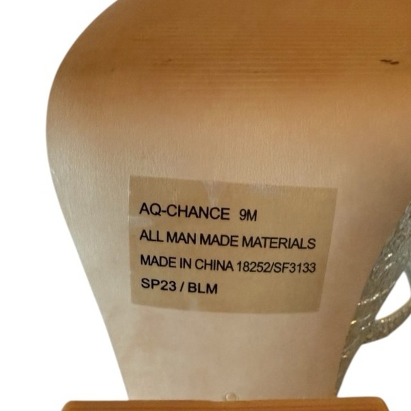 Aqua Chanc Metallic Silver High Heel Platform Sandals Square Toe Strappy NEW 9 - Picture 10 of 11